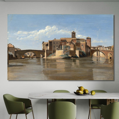 L'Isola E Il Ponte Di San Bartolomeo Jean-Baptiste-Camille Corot jbc254 quadro stampato su tela