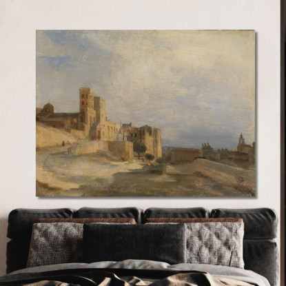 Il Castello Papale Di Avignone Jean-Baptiste-Camille Corot jbc258 quadro stampato su tela