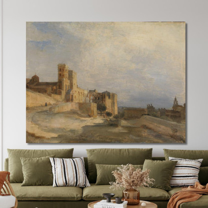 Il Castello Papale Di Avignone Jean-Baptiste-Camille Corot jbc258 quadro stampato su tela