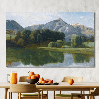 Un Lago Nell'Oberland Jean-Baptiste-Camille Corot jbc276 quadro stampato su tela