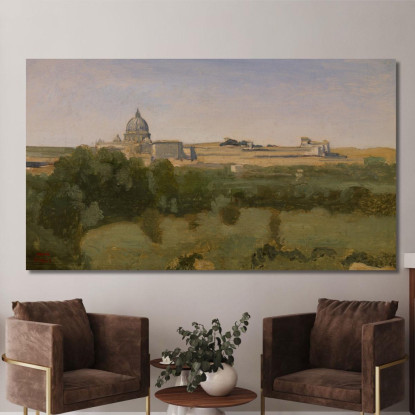 Vista Di Roma Dal Monte Pincio Jean-Baptiste-Camille Corot jbc293 quadro stampato su tela