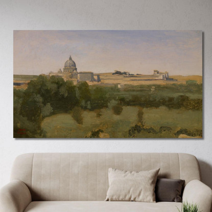 Vista Di Roma Dal Monte Pincio Jean-Baptiste-Camille Corot jbc293 quadro stampato su tela
