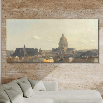 Veduta Del Pantheon Di Parigi Veduta Del Pantheon Di Parigi Jean-Baptiste-Camille Corot jbc304 quadro stampato su tela