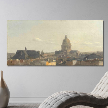 Veduta Del Pantheon Di Parigi Veduta Del Pantheon Di Parigi Jean-Baptiste-Camille Corot jbc304 quadro stampato su tela