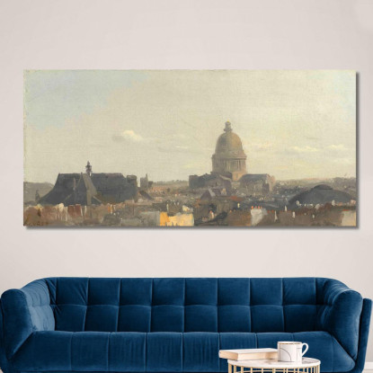 Veduta Del Pantheon Di Parigi Veduta Del Pantheon Di Parigi Jean-Baptiste-Camille Corot jbc304 quadro stampato su tela