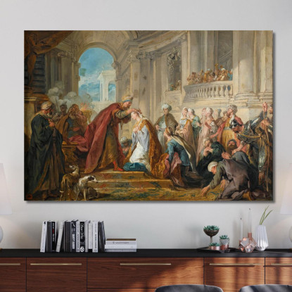 L'Incoronazione Di Ester Jean-François de Troy jft29 quadro stampato su tela