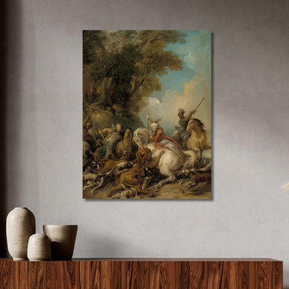 La Caccia Al Leone Jean-François de Troy jft35 quadro stampato su tela
