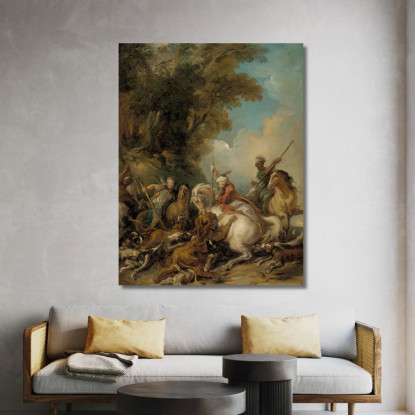 La Caccia Al Leone Jean-François de Troy jft35 quadro stampato su tela
