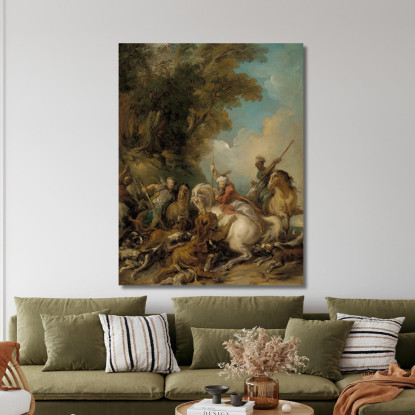 La Caccia Al Leone Jean-François de Troy jft35 quadro stampato su tela