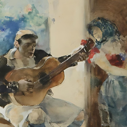 Molta Gioia Joaquín Sorolla jsr64 quadro stampato su tela