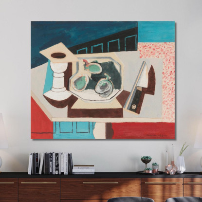 Natura Morta Con Melograni E Coltello Su Un Tavolo Piedistallo Louis Marcoussis lmr22 quadro stampato su tela