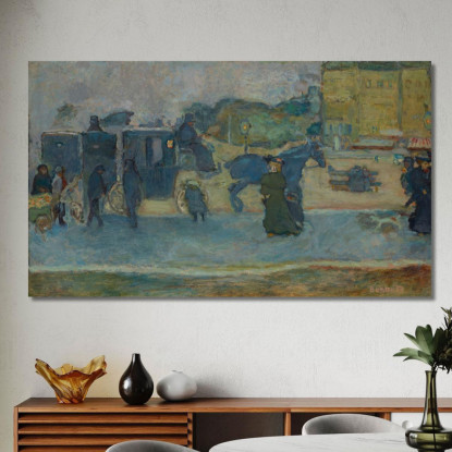 Les Deux Fiacres Boulevard Des Batignolles Pierre Bonnard pbn38 quadro stampato su tela