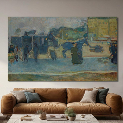 Les Deux Fiacres Boulevard Des Batignolles Pierre Bonnard pbn38 quadro stampato su tela