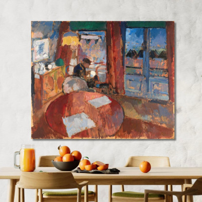 Interno Con Ricamatrice Rik Wouters rwo9 quadro stampato su tela