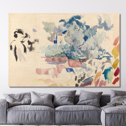 Tetti Alberi E Una Donna Rik Wouters rwo21 quadro stampato su tela