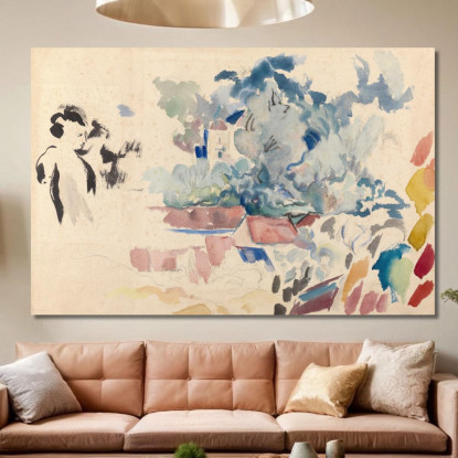 Tetti Alberi E Una Donna Rik Wouters rwo21 quadro stampato su tela