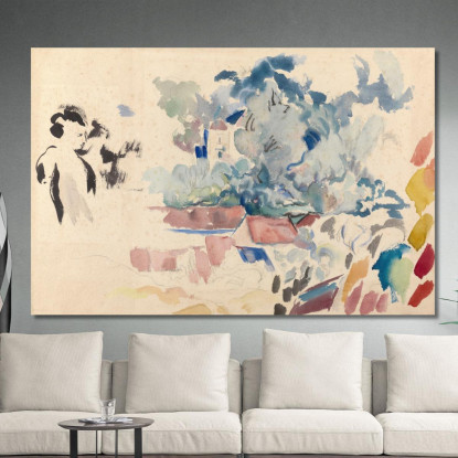 Tetti Alberi E Una Donna Rik Wouters rwo21 quadro stampato su tela