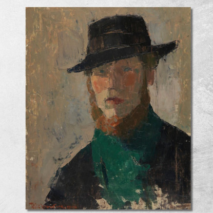 Autoritratto Con Cappello Nero Rik Wouters rwo26 quadro stampato su tela