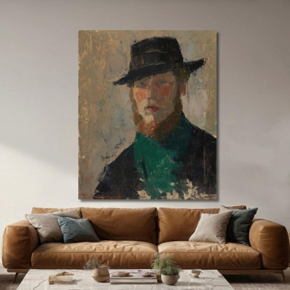 Autoritratto Con Cappello Nero Rik Wouters rwo26 quadro stampato su tela