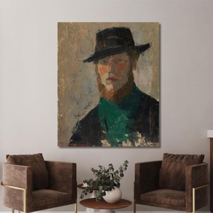 Autoritratto Con Cappello Nero Rik Wouters rwo26 quadro stampato su tela