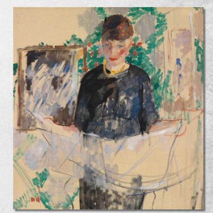 Donna In Nero Che Legge Un Giornale Rik Wouters rwo38 quadro stampato su tela