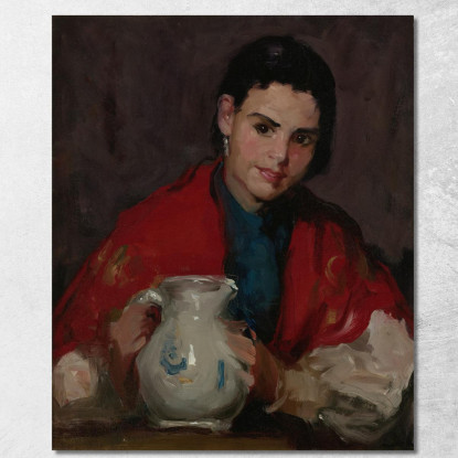 Ragazza Di Segovia Che Tiene Una Brocca Robert Henri rhn60 quadro stampato su tela