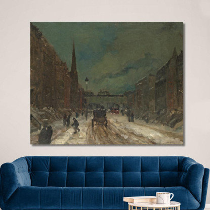 Scena Di Strada Con Neve 57A Strada New York. Robert Henri rhn63 quadro stampato su tela