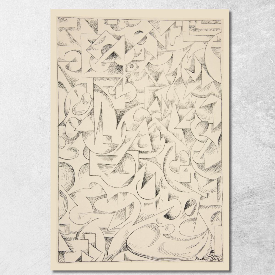 Forme Astratte Senza Titolo Rudolf Bauer rba11 quadro stampato su tela