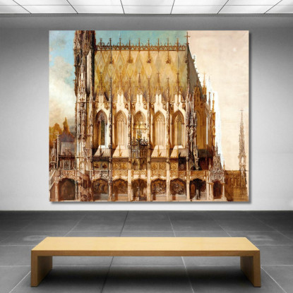 Vista Laterale Della Chiesa Tombale Gotica Di San Michele Hans Makart hmk25 quadro stampato su tela