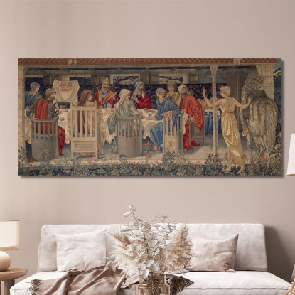 I Cavalieri Della Tavola Rotonda Convocati Alla Ricerca Dalla Strana Donzella Sir Edward Coley Burne-Jones ecb35 quadro stampat