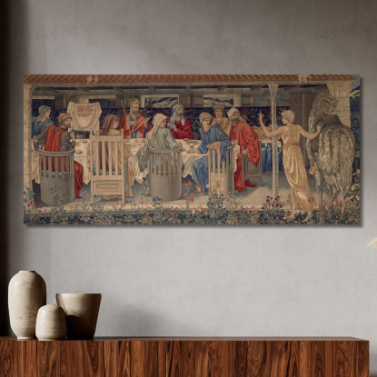 I Cavalieri Della Tavola Rotonda Convocati Alla Ricerca Dalla Strana Donzella Sir Edward Coley Burne-Jones ecb35 quadro stampat