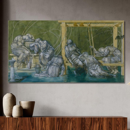 La Corte Del Giardino Sir Edward Coley Burne-Jones ecb84 quadro stampato su tela