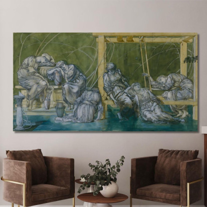 La Corte Del Giardino Sir Edward Coley Burne-Jones ecb84 quadro stampato su tela