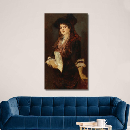 Ritratto Di Una Signora Con Un Ventilatore Hans Makart hmk40 quadro stampato su tela