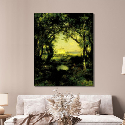 Una Hacienda Messicana Sul Lago Cuitzeo Thomas Moran tmr2 quadro stampato su tela