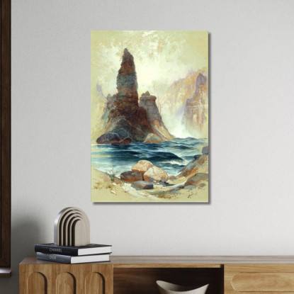 Sopra Tower Falls Yellowstone Thomas Moran tmr7 quadro stampato su tela