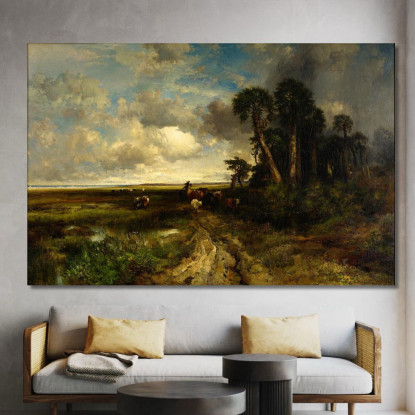 Portare A Casa Il Bestiame Della Costa Della Florida Thomas Moran tmr13 quadro stampato su tela