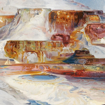 Sorgenti Termali Del Fiume Gardiner Yellowstone 2 Thomas Moran tmr34 quadro stampato su tela