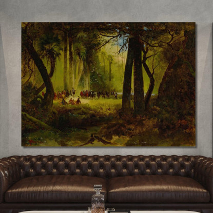 Accoglienza Di Dominique De Gourgues Da Parte Degli Indiani Thomas Moran tmr52 quadro stampato su tela