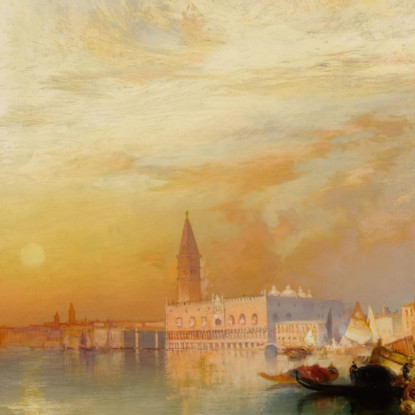 Tramonto Santa Maria E Il Palazzo Ducale Venezia Thomas Moran tmr56 quadro stampato su tela