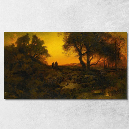 Volo Al Tramonto In Egitto Thomas Moran tmr79 quadro stampato su tela