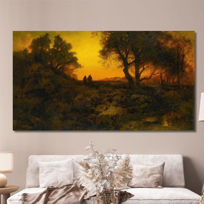 Volo Al Tramonto In Egitto Thomas Moran tmr79 quadro stampato su tela