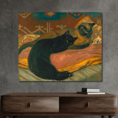 Due Gatti Sdraiati Su Un Divano Théophile Alexandre Steinlen tas16 quadro stampato su tela