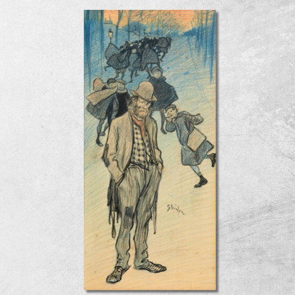 Lasciando La Scuola Théophile Alexandre Steinlen tas30 quadro stampato su tela