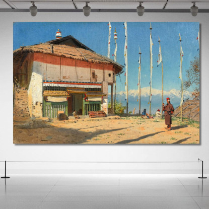 Tempio Buddista A Darjeeling. Sikkim. Vasily Vereshchagin vvr11 quadro stampato su tela