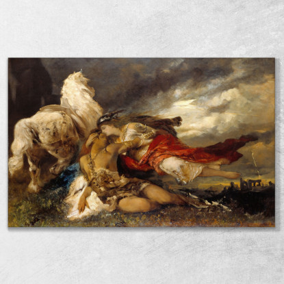 Valchiria E Un Eroe Morente Hans Makart hmk69 quadro stampato su tela