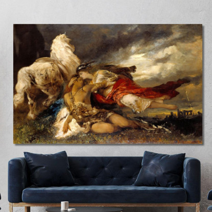 Valchiria E Un Eroe Morente Hans Makart hmk69 quadro stampato su tela