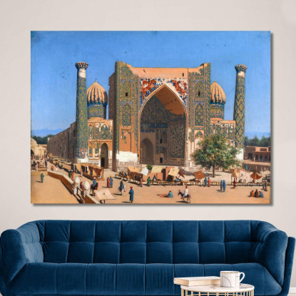 Medrasah Shir-Dhor Al Registan Place A Samarcanda Vasily Vereshchagin vvr32 quadro stampato su tela