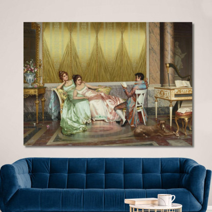 La Lettura Della Poesia Vittorio Reggianini vrg22 quadro stampato su tela