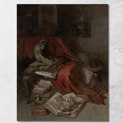 Scimmia Con La Letteratura William Merritt Chase wmc39 quadro stampato su tela